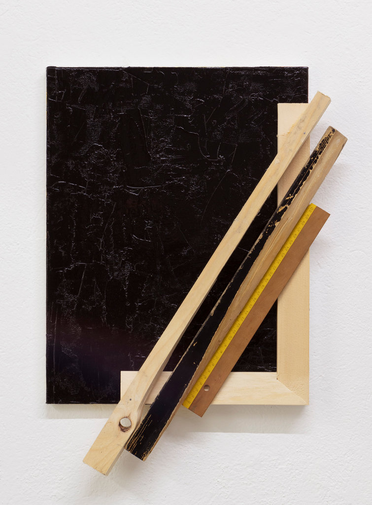 Black Monochrom (Ruler), 2019 • enamel plaster wood on canvas, 45 × 35 cm