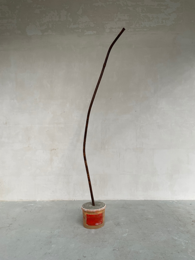 Keimmax, 2022 • plastic bucket, concrete, steel tube, h=297 ⌀ 40 cm